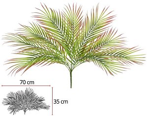 Planta Artificial Folhagem Palmeira C/Print X9 Verde Outono 50cm